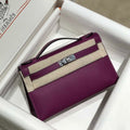 Hermes Kelly Pouchette Swift Leather clutch bag Silver H230261 - Default Title - View 1