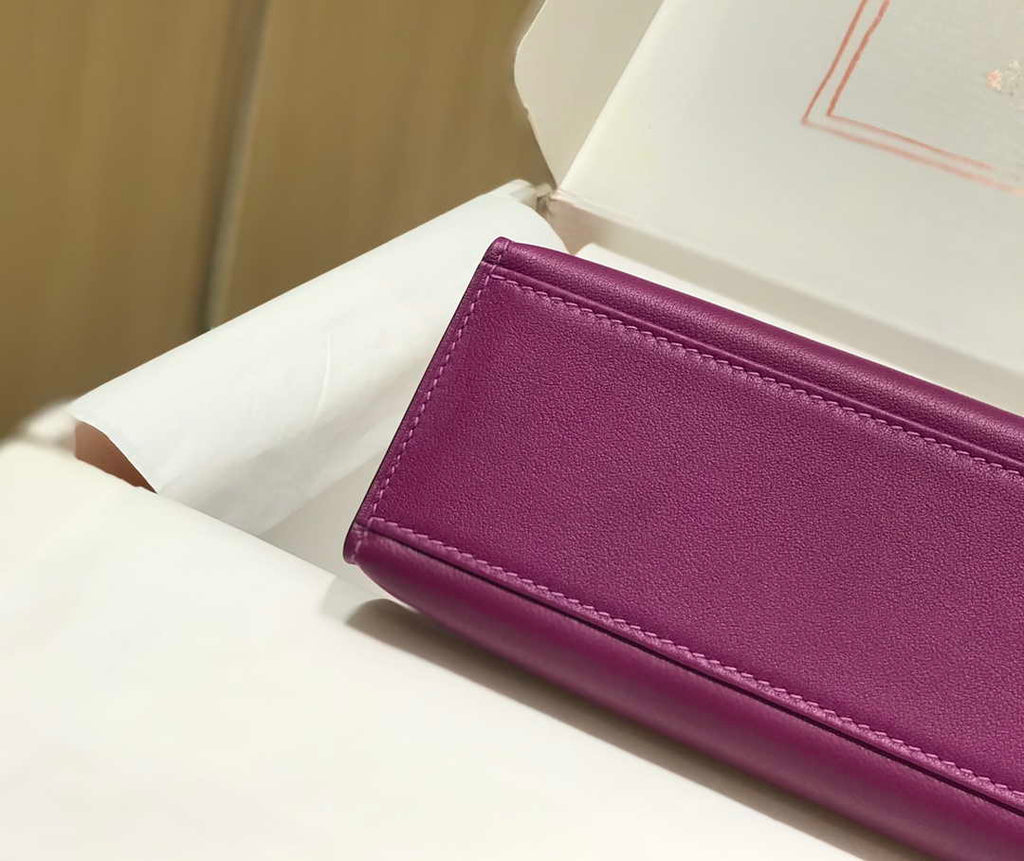 Hermes Kelly Pouchette Swift Leather clutch bag Silver H230261