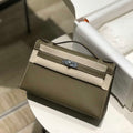 Hermes Kelly Pouchette Swift Leather clutch bag Silver H230262 - Default Title - View 1