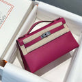 Hermes Kelly Pouchette Swift Leather clutch bag Silver H230263 - Default Title - View 1