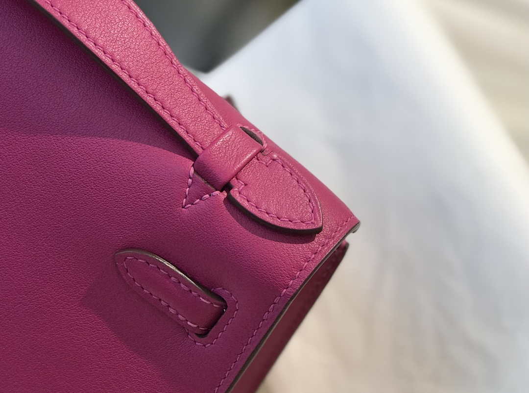 Hermes Kelly Pouchette Swift Leather clutch bag Silver H230263