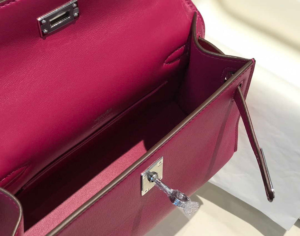 Hermes Kelly Pouchette Swift Leather clutch bag Silver H230263