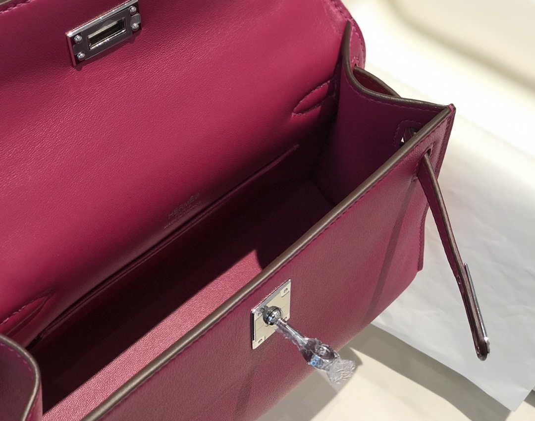 Hermes Kelly Pouchette Swift Leather clutch bag Silver H230263 - Default Title - View 9