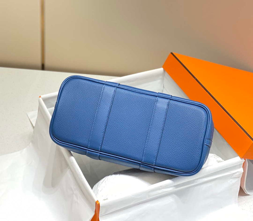 Hermes Blue Clemence Garden Party 30cm Bag H239040