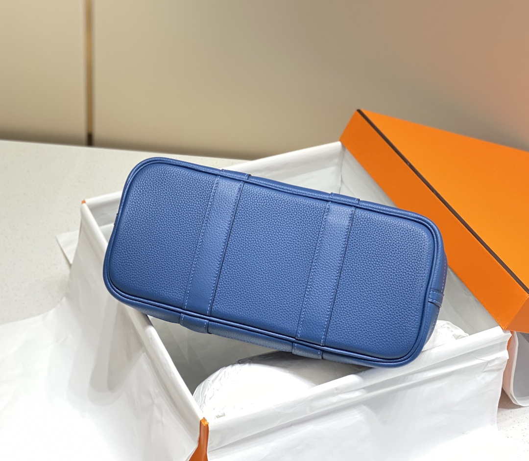 Hermes Blue Clemence Garden Party 30cm Bag H239040