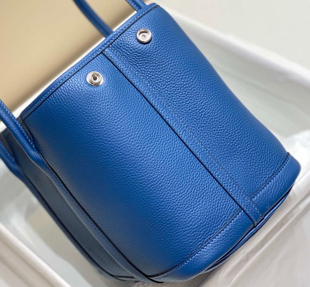 Hermes Blue Clemence Garden Party 30cm Bag H239040