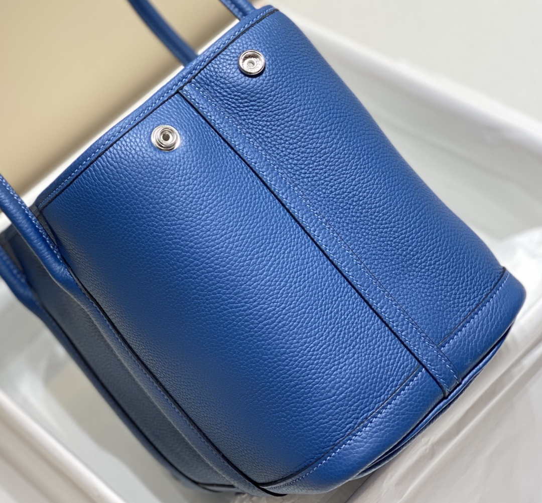 Hermes Blue Clemence Garden Party 30cm Bag H239040 - Default Title - View 5
