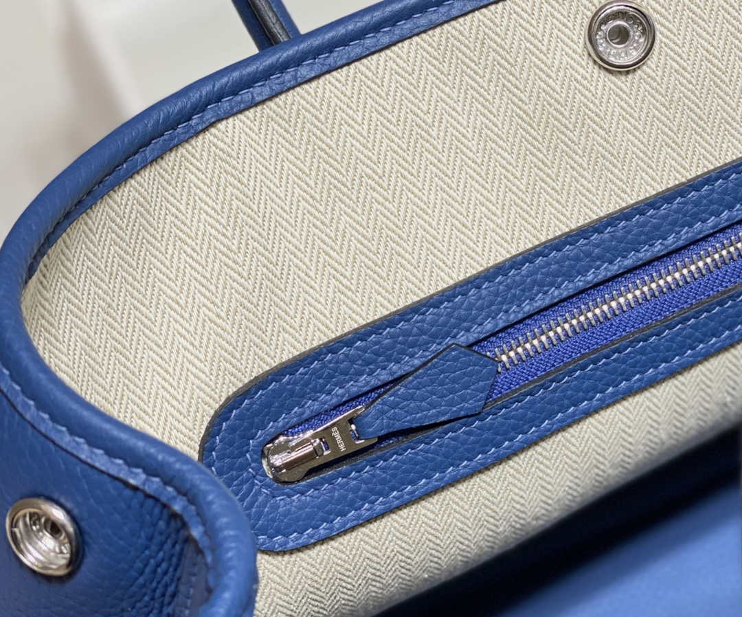 Hermes Blue Clemence Garden Party 30cm Bag H239040
