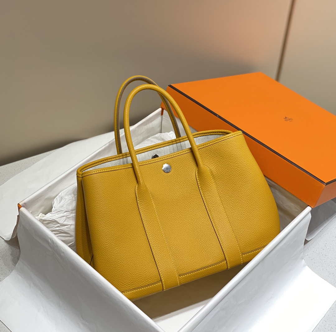 Hermes Yellow Clemence Garden Party 30cm Bag H239041 - Default Title - View 2