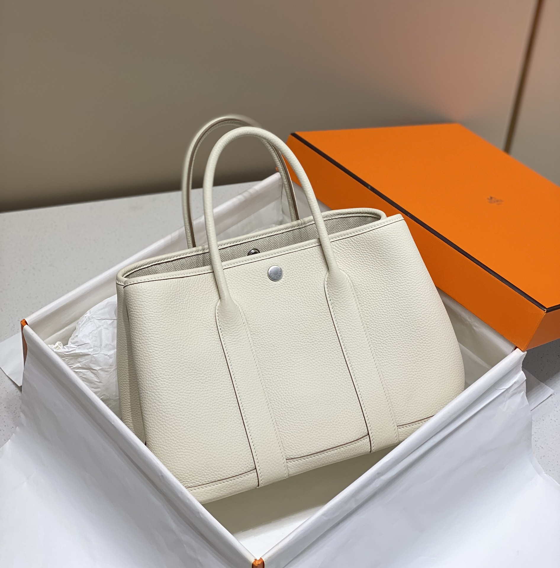 Hermes Beige Clemence Garden Party 30cm Bag H239042 - Default Title - View 2