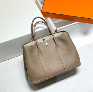 Hermes Gray Clemence Garden Party 30cm Bag H239044 - Default Title - View 1