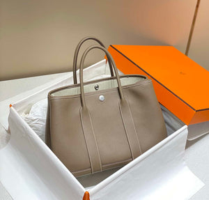 Hermes Gray Clemence Garden Party 30cm Bag H239044 - Default Title - View 2