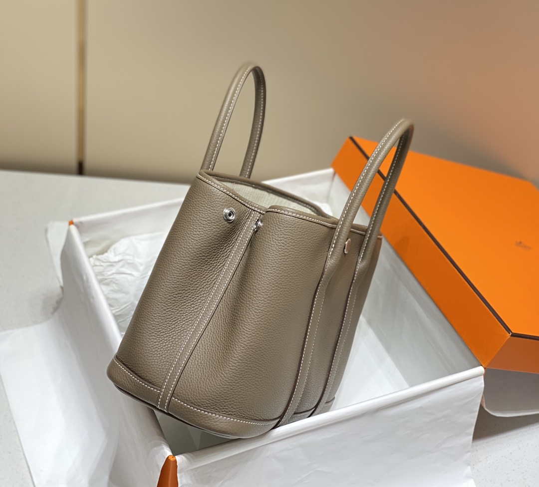 Hermes Gray Clemence Garden Party 30cm Bag H239044 - Default Title - View 3
