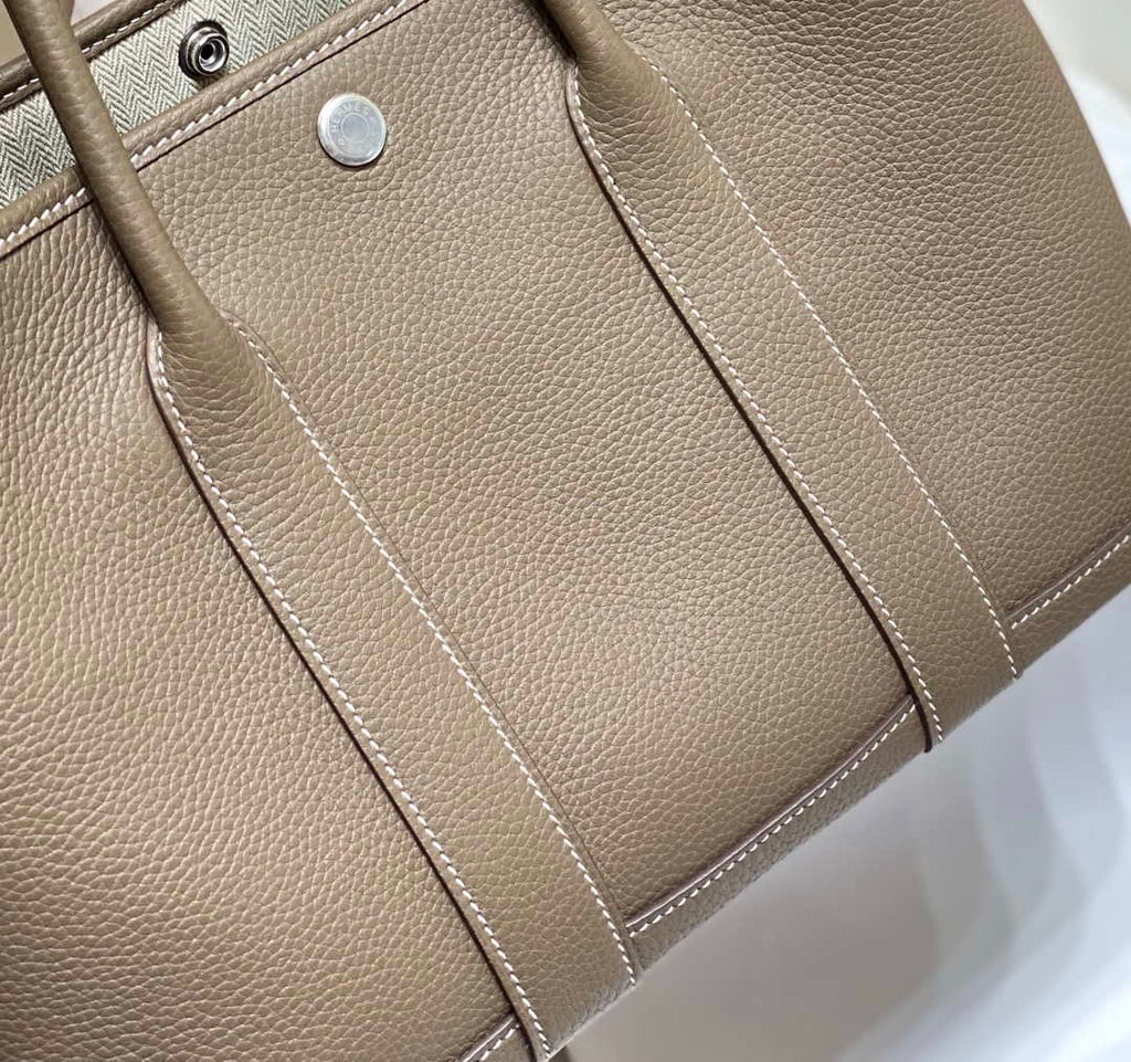 Hermes Gray Clemence Garden Party 30cm Bag H239044
