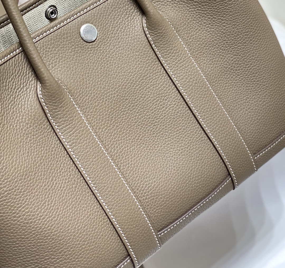Hermes Gray Clemence Garden Party 30cm Bag H239044 - Default Title - View 5