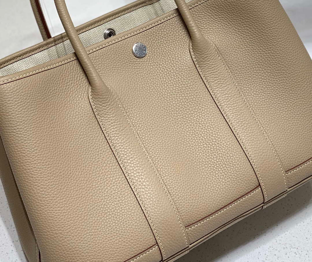 Hermes Light Gray Clemence Garden Party 30cm Bag H239045