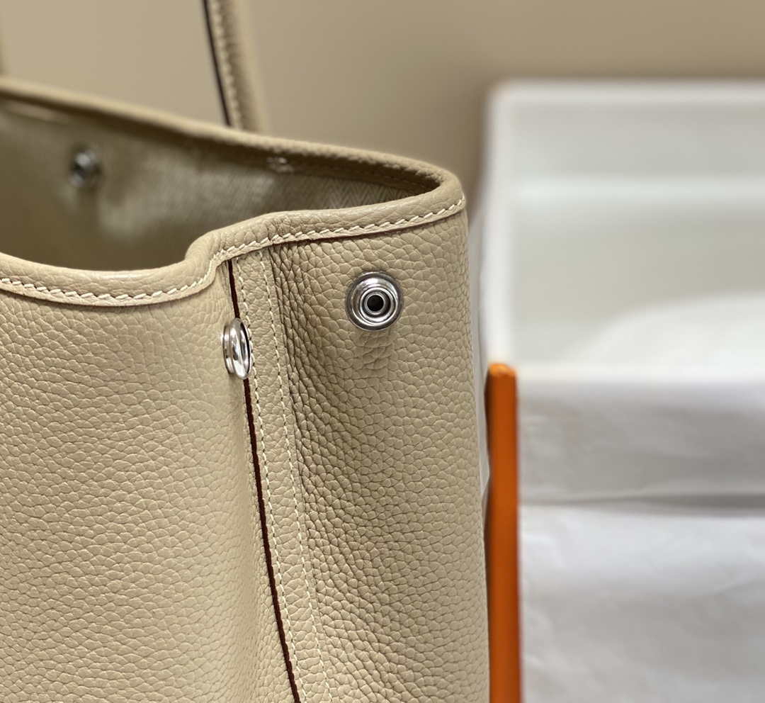 Hermes Light Gray Clemence Garden Party 30cm Bag H239045 - Default Title - View 6