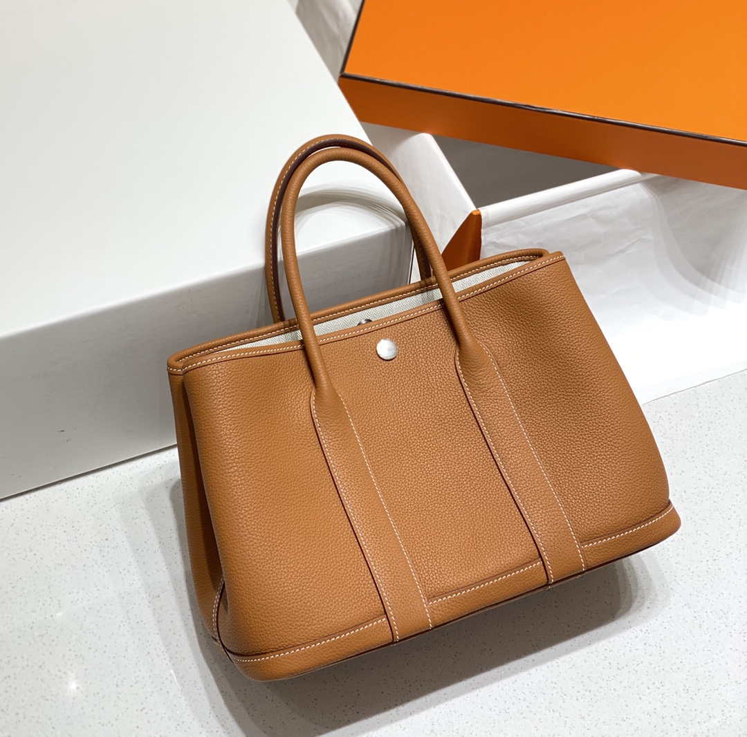Hermes Brown Clemence Garden Party 30cm Bag H239043 - Default Title - View 1