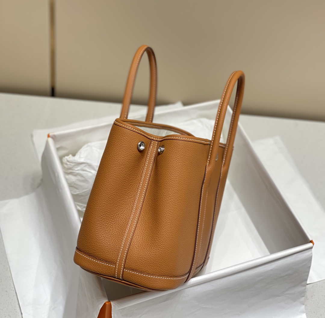 Hermes Brown Clemence Garden Party 30cm Bag H239043 - Default Title - View 3