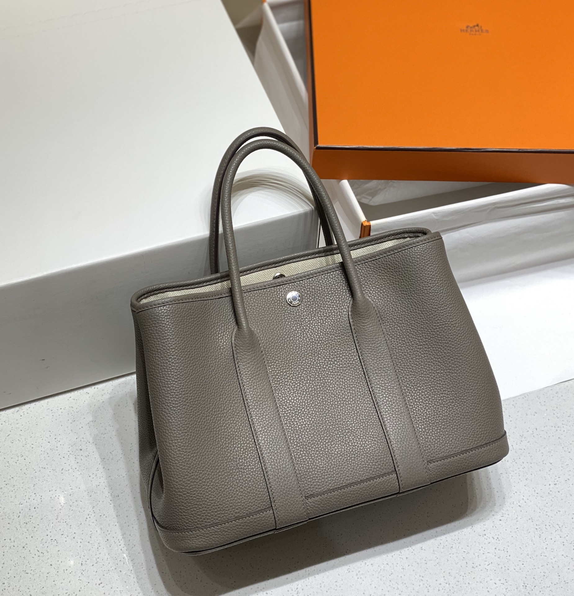 Hermes Light Dark Clemence Garden Party 30cm Bag H239046 - Default Title - View 1