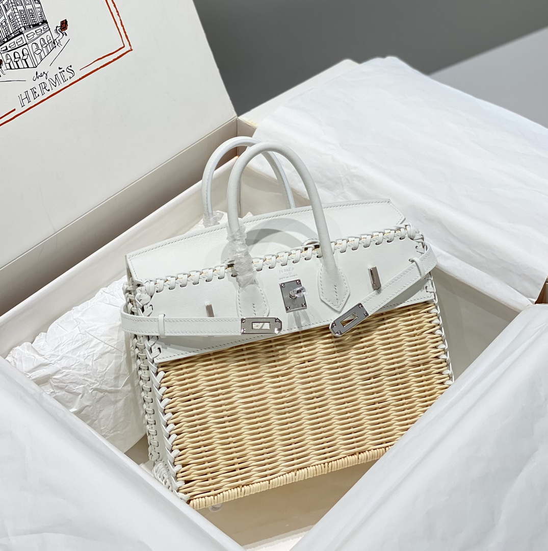 Hermes Picnic Sellier Birkin 25 Barenia Palladium Hardware H21800 - Default Title - View 1