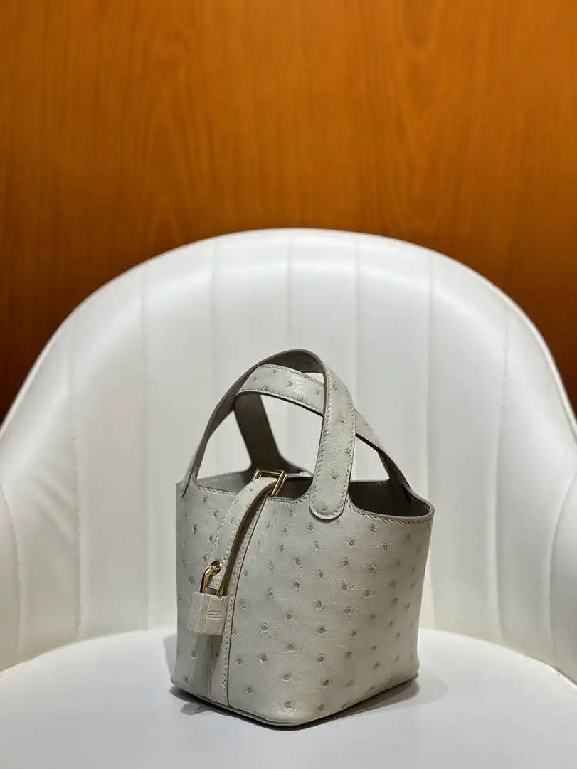 Hermes Picotin Ostrich Bag Lock 14cm 18cm H330300