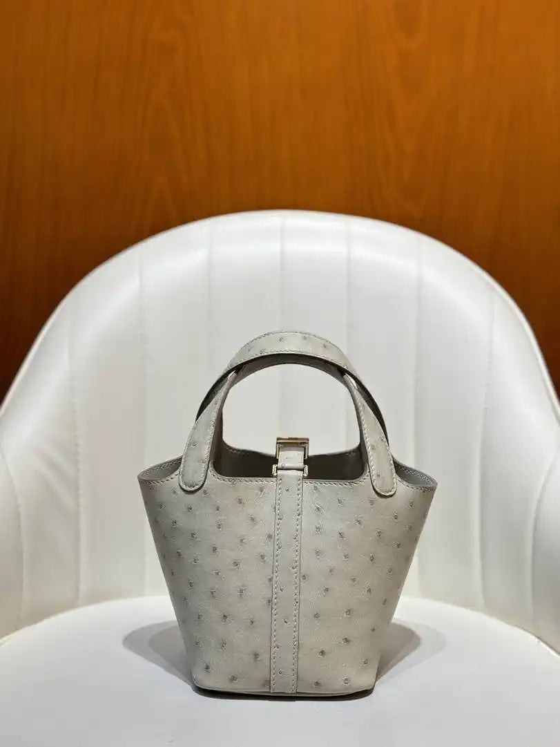 Hermes Picotin Ostrich Bag Lock 14cm 18cm H330300