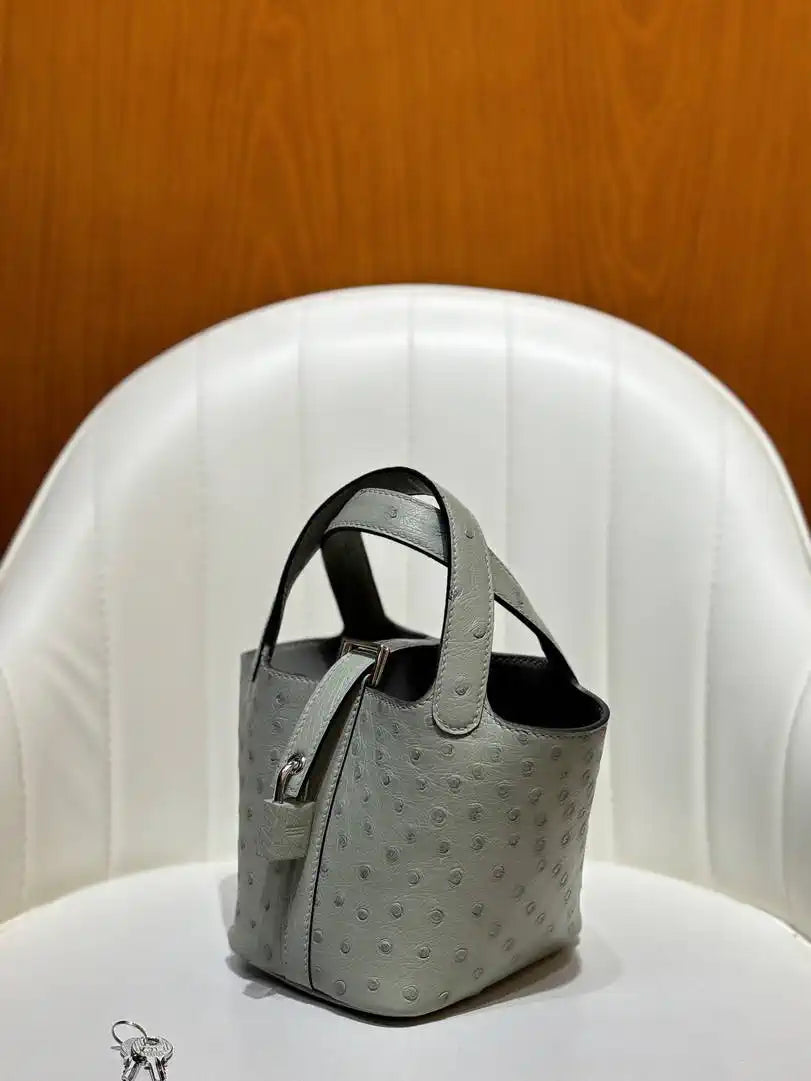Hermes Picotin Ostrich Bag Lock 14cm 18cm H330301
