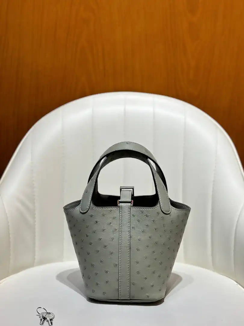 Hermes Picotin Ostrich Bag Lock 14cm 18cm H330301