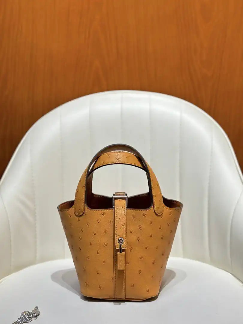 Hermes Picotin Ostrich Bag Lock 14cm 18cm H330302
