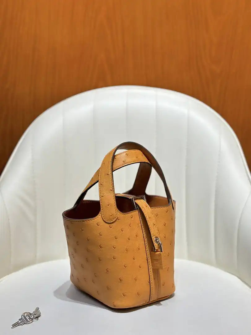 Hermes Picotin Ostrich Bag Lock 14cm 18cm H330302