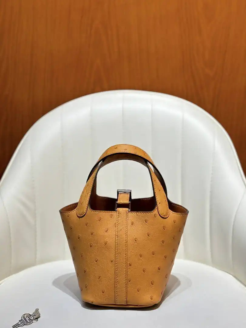 Hermes Picotin Ostrich Bag Lock 14cm 18cm H330302