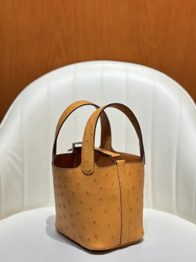 Hermes Picotin Ostrich Bag Lock 14cm 18cm H330302