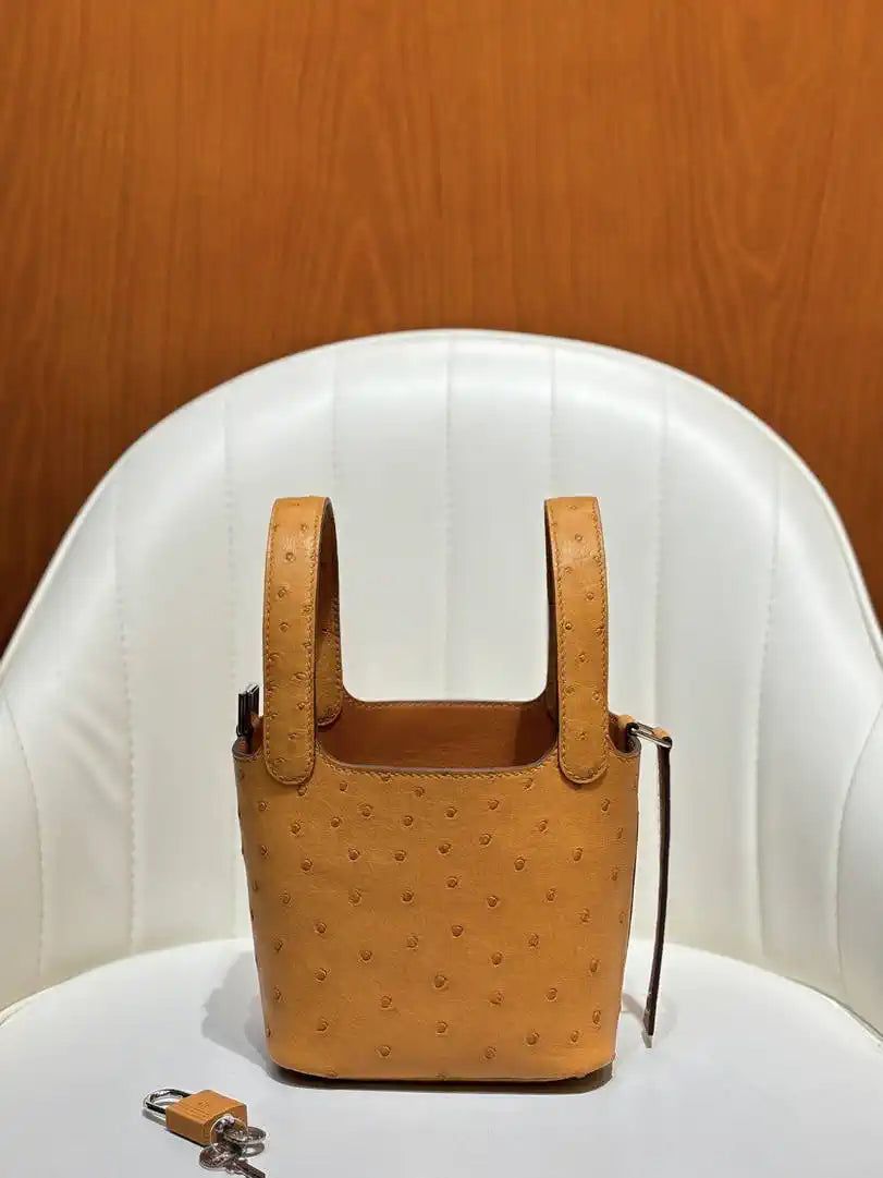 Hermes Picotin Ostrich Bag Lock 14cm 18cm H330302