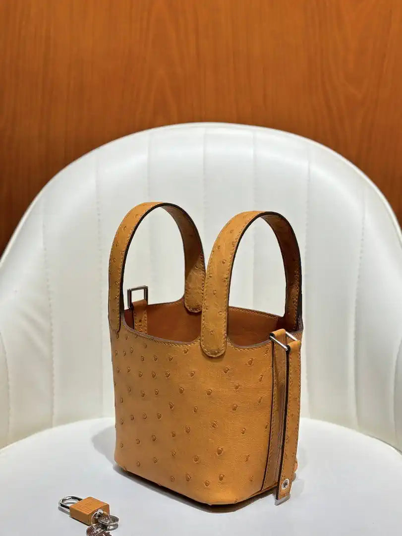 Hermes Picotin Ostrich Bag Lock 14cm 18cm H330302