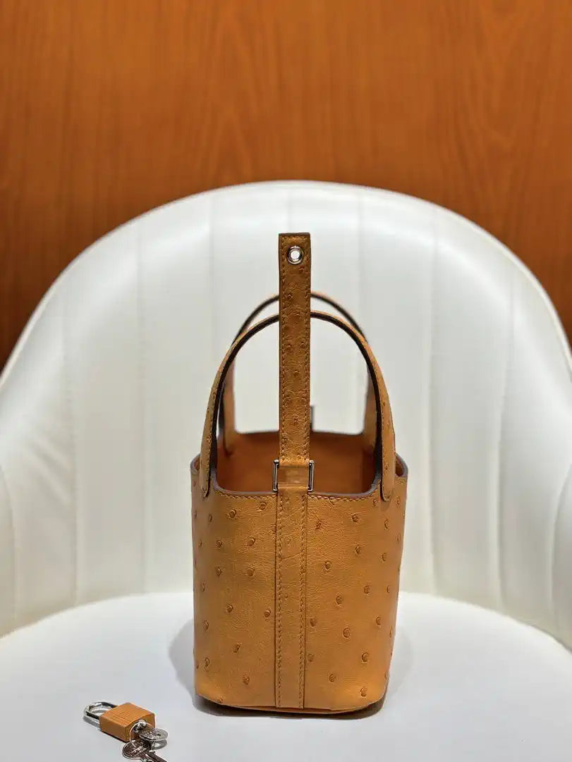 Hermes Picotin Ostrich Bag Lock 14cm 18cm H330302