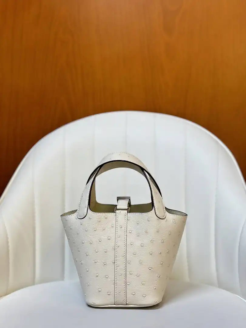 Hermes Picotin Ostrich Bag Lock 14cm 18cm H330308