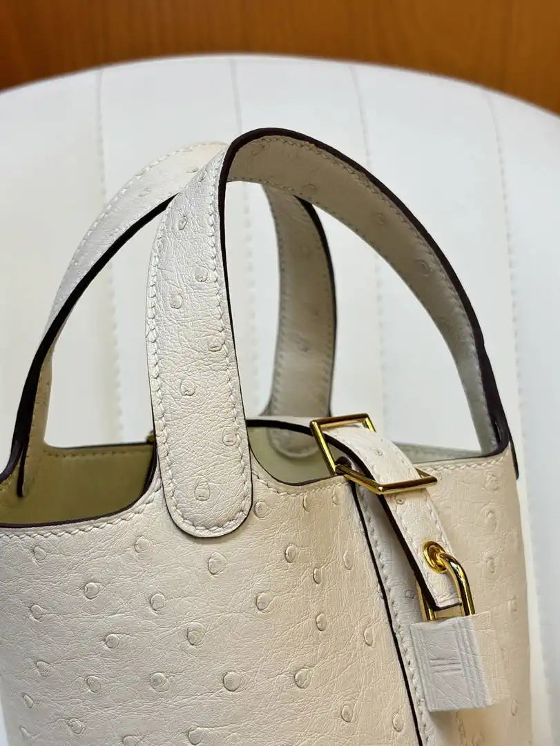 Hermes Picotin Ostrich Bag Lock 14cm 18cm H330309