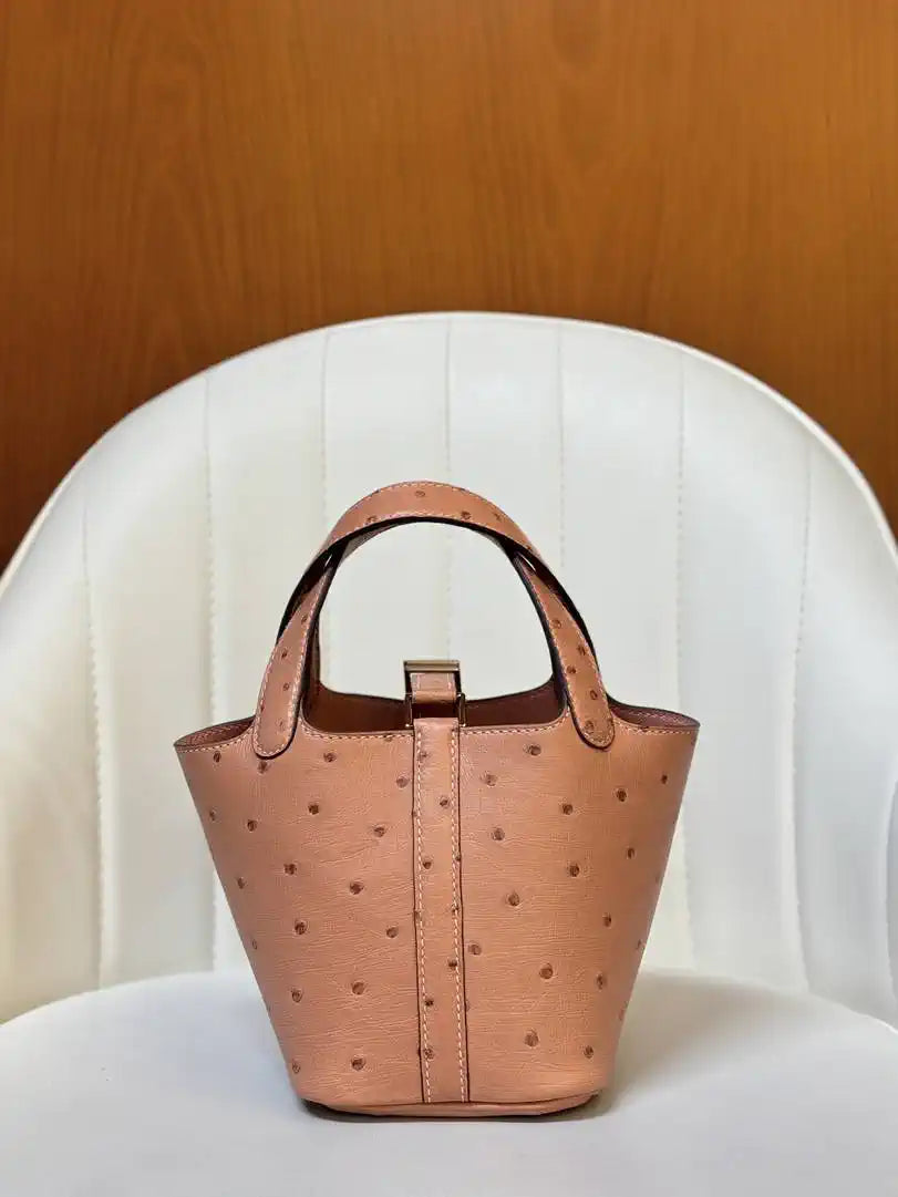 Hermes Picotin Ostrich Bag Lock 14cm 18cm H330312