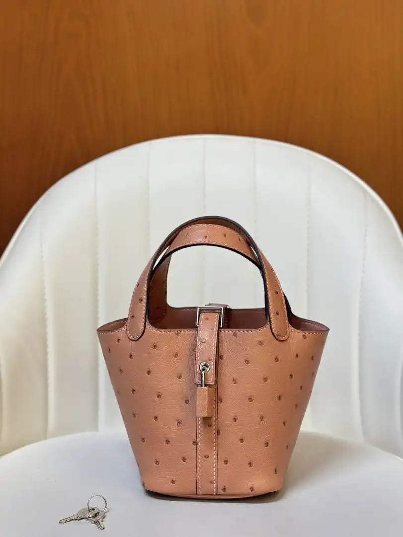 Hermes Picotin Ostrich Bag Lock 14cm 18cm H330313
