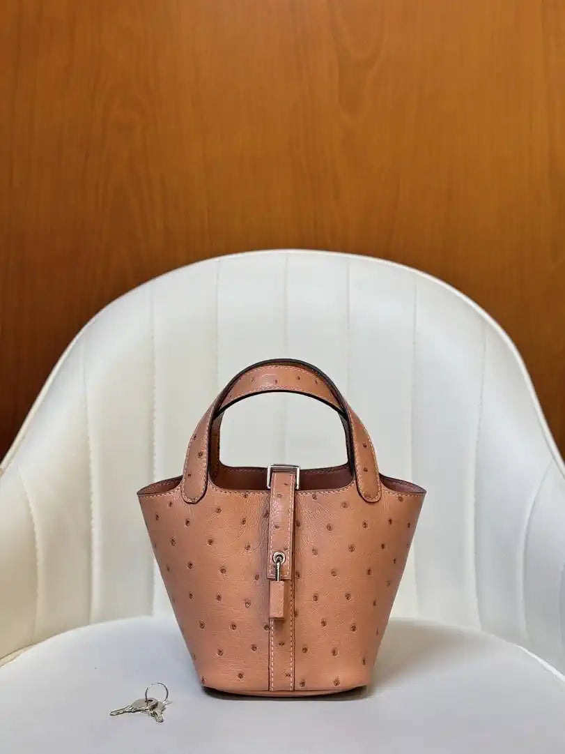 Hermes Picotin Ostrich Bag Lock 14cm 18cm H330313