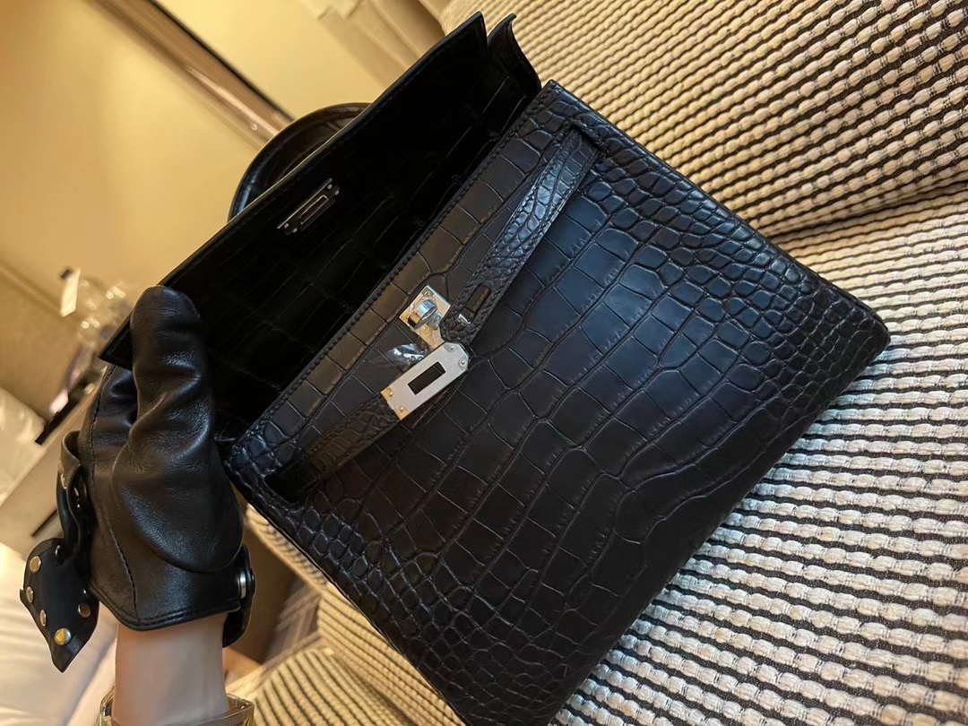 Hermes Sellier Kelly 25 Handbag Bag Crocodile leather customization SV Hardware