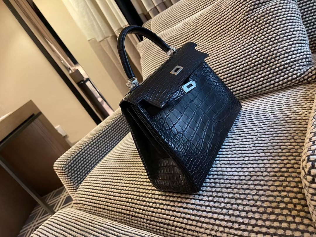 Hermes Sellier Kelly 25 Handbag Bag Crocodile leather customization SV Hardware