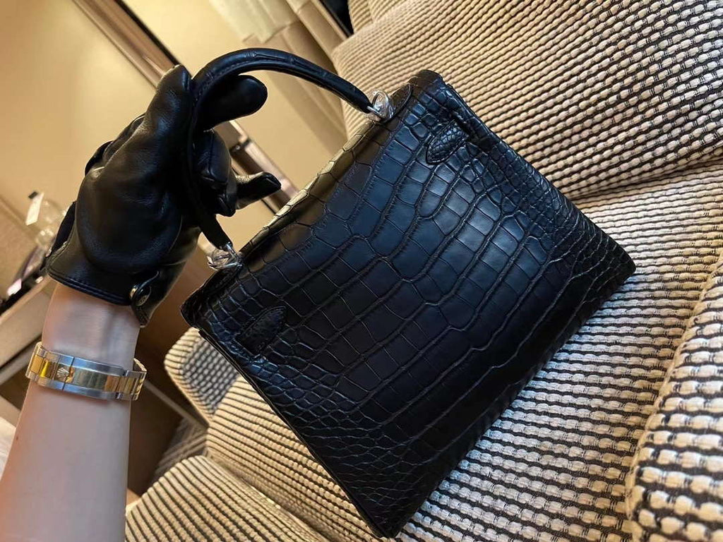 Hermes Sellier Kelly 25 Handbag Bag Crocodile leather customization SV Hardware