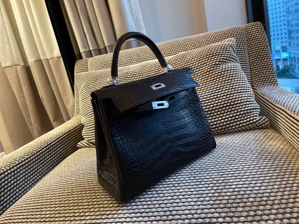 Hermes Sellier Kelly 25 Handbag Bag Crocodile leather customization SV Hardware