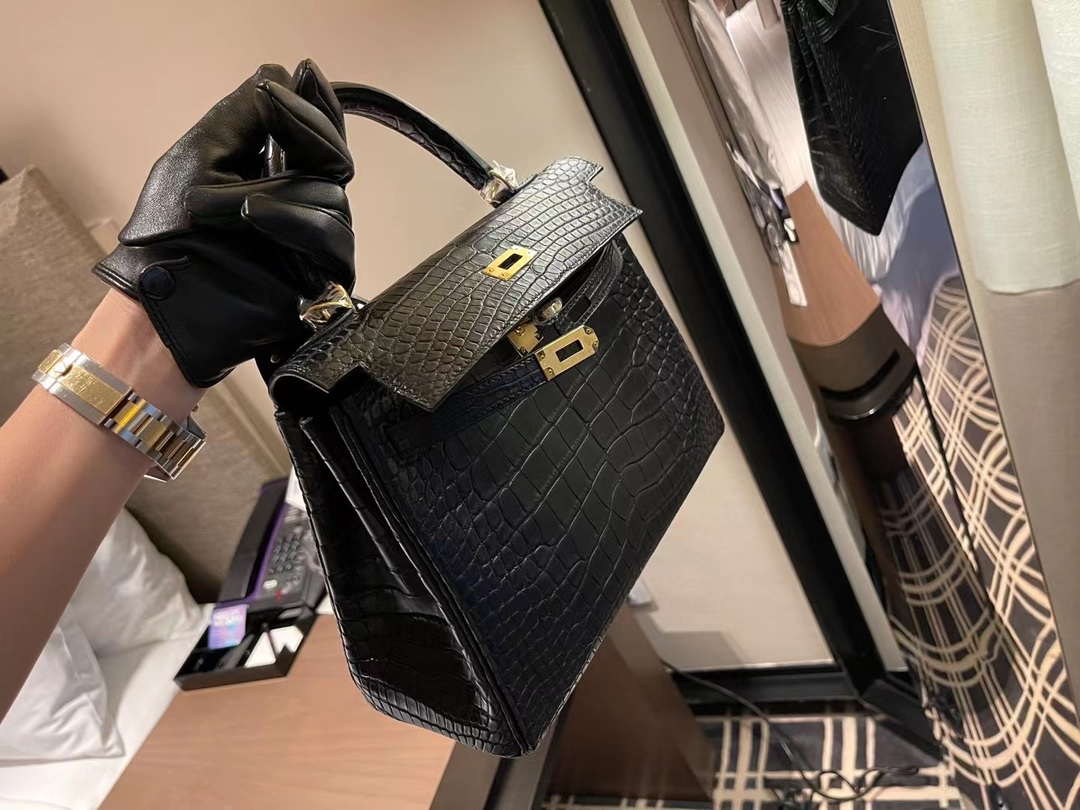 Hermes Sellier Kelly 25 Handbag Bag Crocodile leather customization SV Hardware