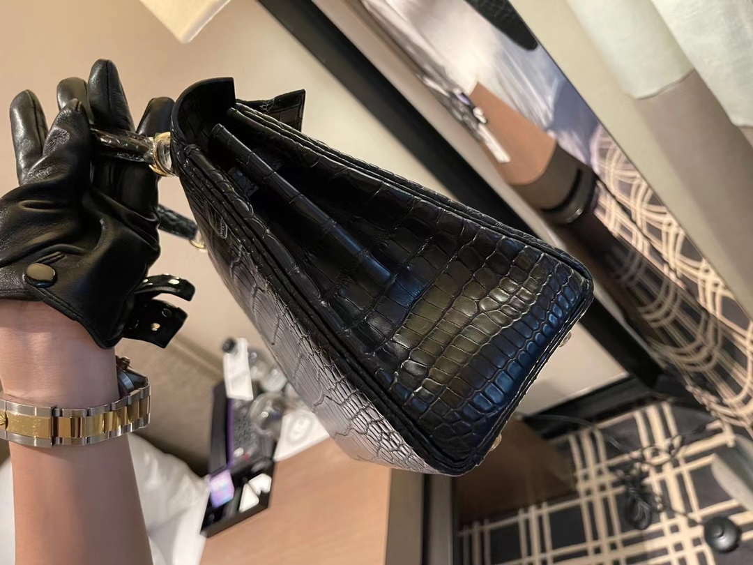 Hermes Sellier Kelly 25 Handbag Bag Crocodile leather customization SV Hardware