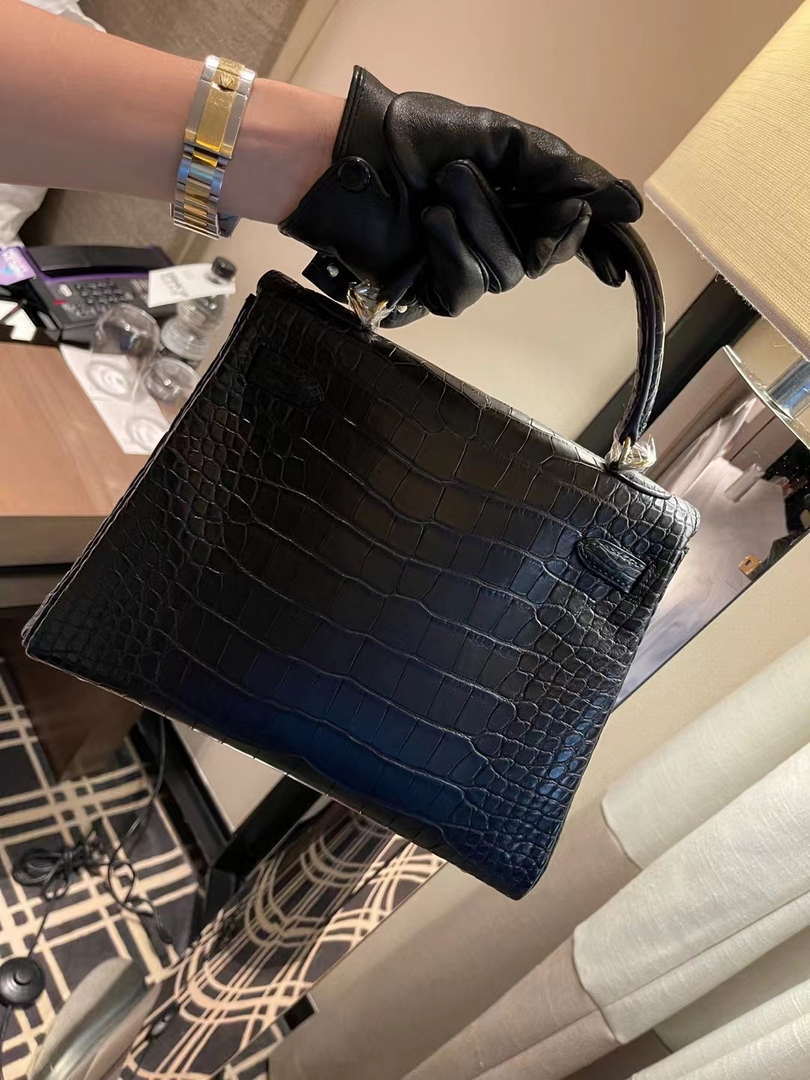 Hermes Sellier Kelly 25 Handbag Bag Crocodile leather customization SV Hardware