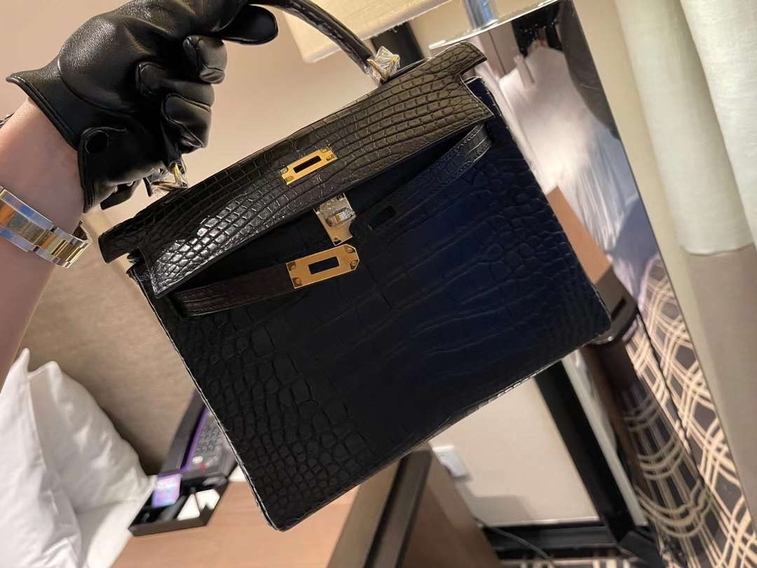 Hermes Sellier Kelly 25 Handbag Bag Crocodile leather customization SV Hardware