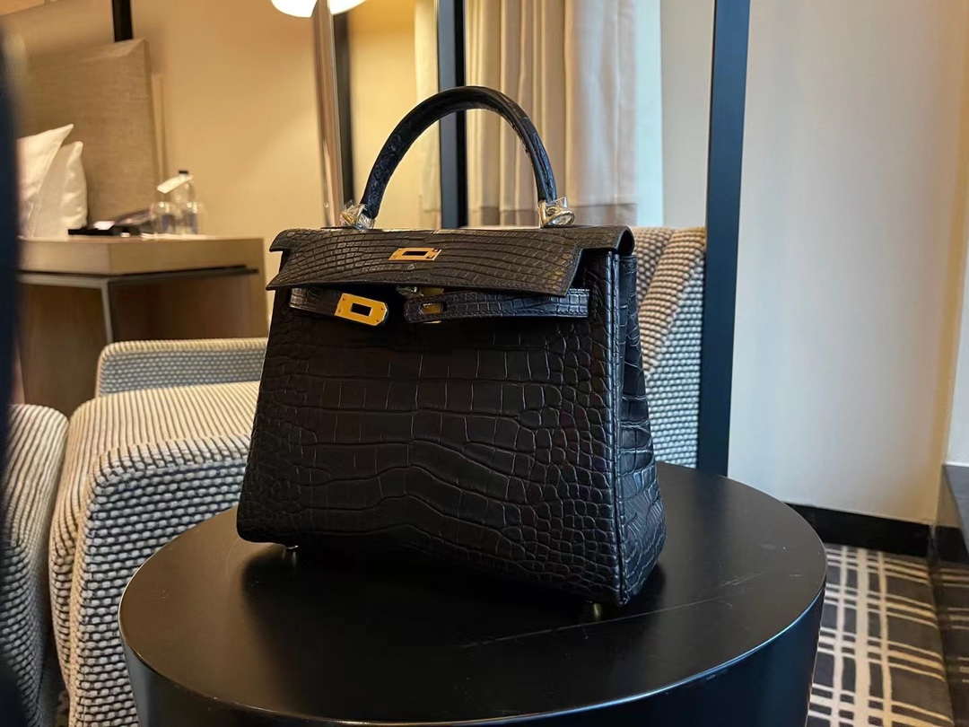 Hermes Sellier Kelly 25 Handbag Bag Crocodile leather customization SV Hardware